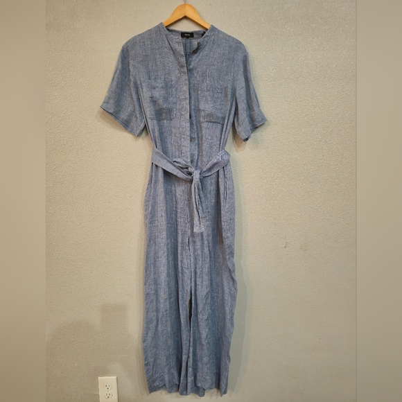 Theory Blue Tie-Waist Jumpsuit Size 8, Exceĺent Condition - Picture 2 of 4
